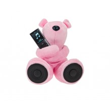 BLUESTORK Ours en peluche GEORGE avec HP (jack3.5mm) ROSE
