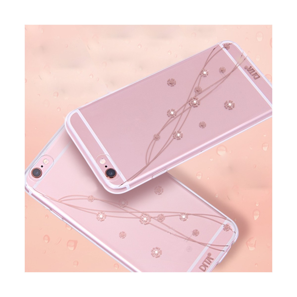 Coque iPhone 6 Plus / 6s Plus Transparente Petites Fleurs et Strass - Dita