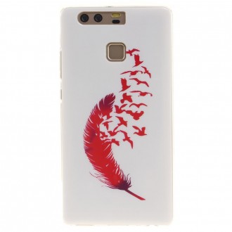 Coque Huawei P9 motif Plume et Oiseaux Rouge - Crazy Kase