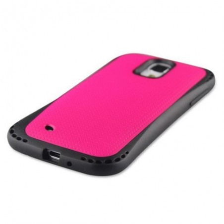 Coque Galaxy S5 bi-matière noire et rose