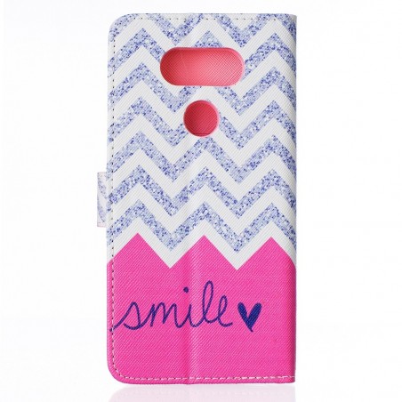 Etui LG G5 motif Smile Rose et Gris - Crazy Kase