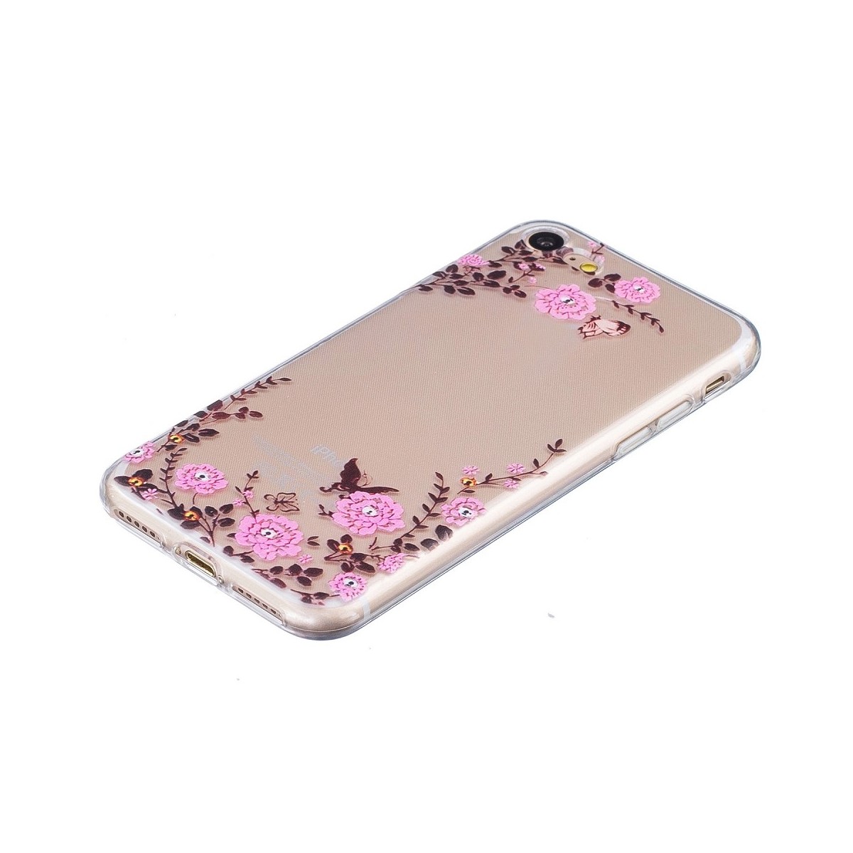 Coque iPhone 7 Transparente souple motif papillons et fleures - Crazy Kase