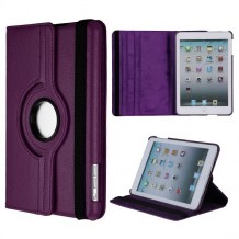 Housse cuir violette rotative 360 degrés pour Apple iPad Mini