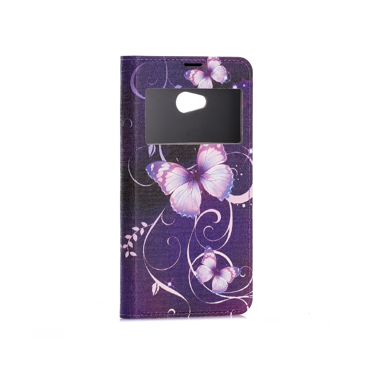 Etui Microsoft Lumia 640 avec fenêtre de visualisation motif Papillons Violets - Crazy Kase