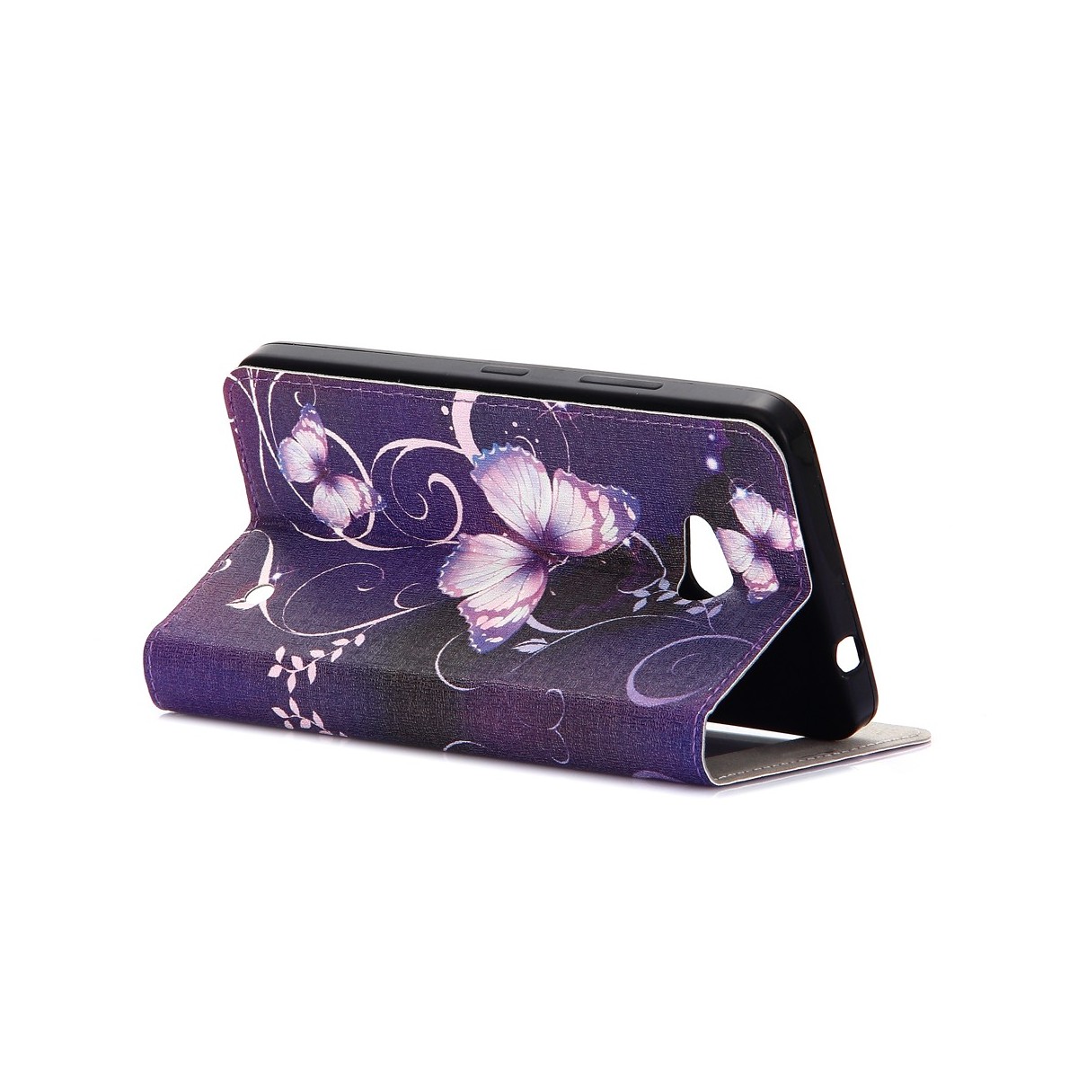 Etui Microsoft Lumia 640 avec fenêtre de visualisation motif Papillons Violets - Crazy Kase