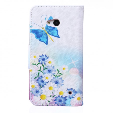 Etui Microsoft Lumia 640 motif Bouquet de Fleurs et Papillon Bleu - Crazy Kase