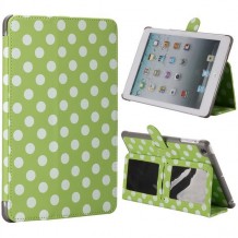 Etui cuir motif pois blanc fond vert pour Apple iPad Mini