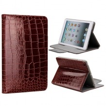 Etui cuir façon crocodile marron foncé pour Apple iPad Mini