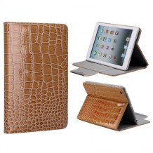 Etui cuir façon crocodile marron pour Apple iPad Mini