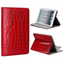 Etui cuir façon crocodile rouge pour Apple iPad Mini