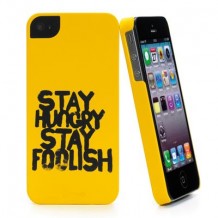 Coque Muvit jaune stay hungry stay foolish pour Apple iPhone 5