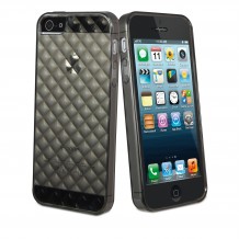 Coque Muvit minigel damier transparent gris pour Apple iPhone 5 + film de protection