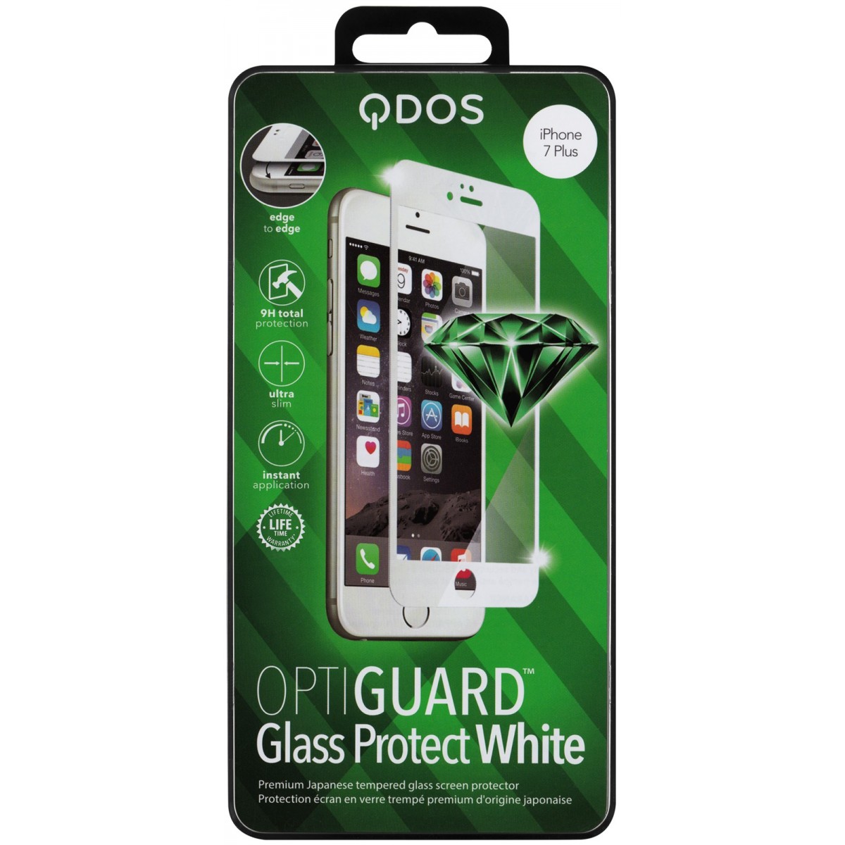 Film iPhone 7 Plus protection écran verre trempé contour Blanc - Qdos