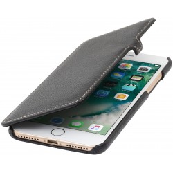 Etui iPhone 7 Plus book type noir en cuir véritable - Stilgut