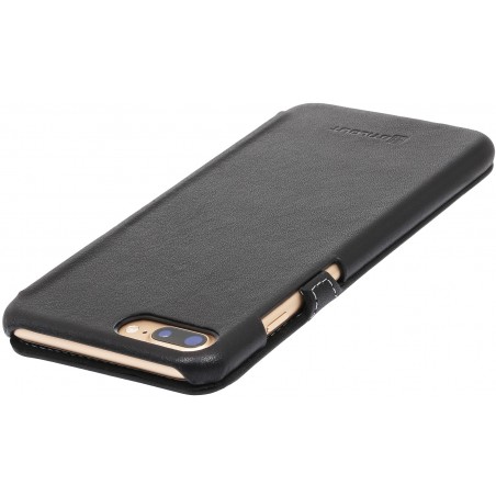 Etui iPhone 7 Plus book type noir nappa en cuir véritable - Stilgut