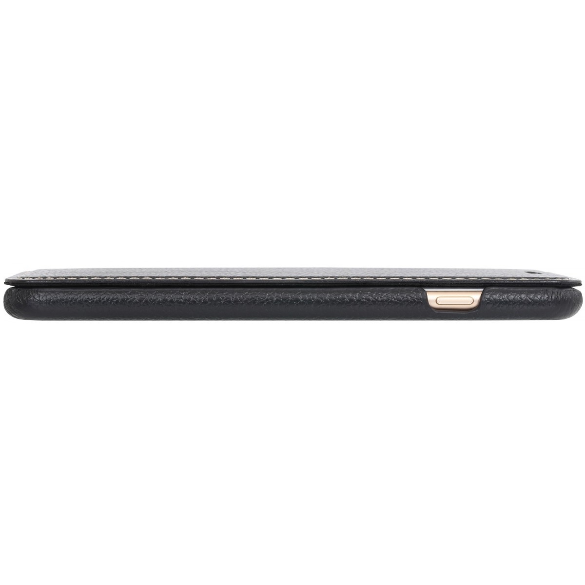 Etui iPhone 7 Plus book type noir en cuir véritable sans clip de fermeture - Stilgut
