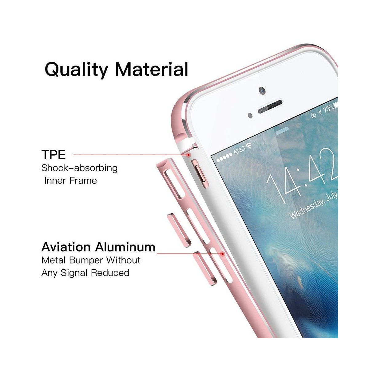 Bumper Bi-matière iPhone 7 contour Blanc et Rose - G-Case