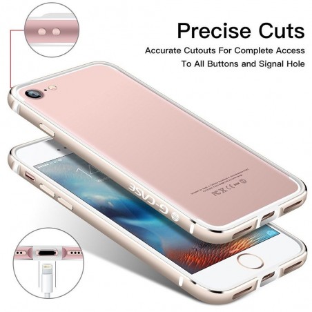 Bumper Bi-matière iPhone 7 contour Blanc et doré - G-Case