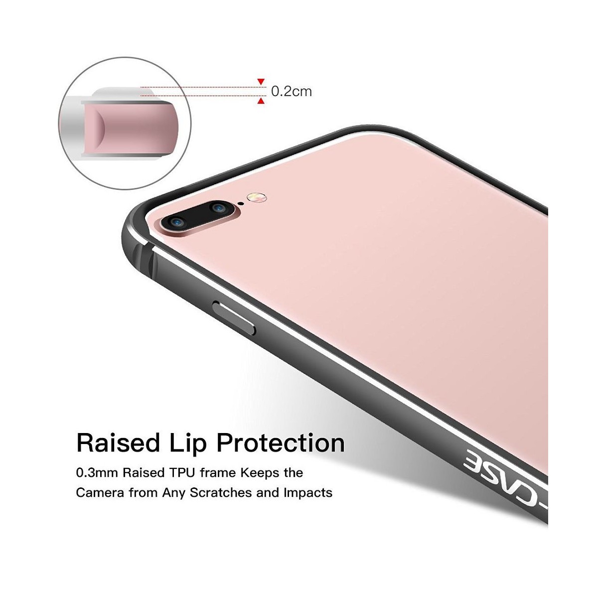 Bumper Bi-matière iPhone 7 Plus contour Noir et Gris - G-Case