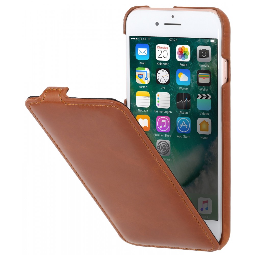 Etui iPhone 7 ultraslim cognac en cuir véritable - Stilgut