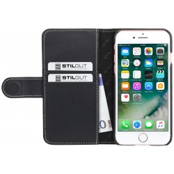 Etui iPhone 7 Portecartes Noir Nappa en cuir véritable - Stilgut