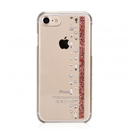Coque iPhone 7 Hermitage Rose Gold Strass Cristal et Rose Swarovski - Bling My Thing