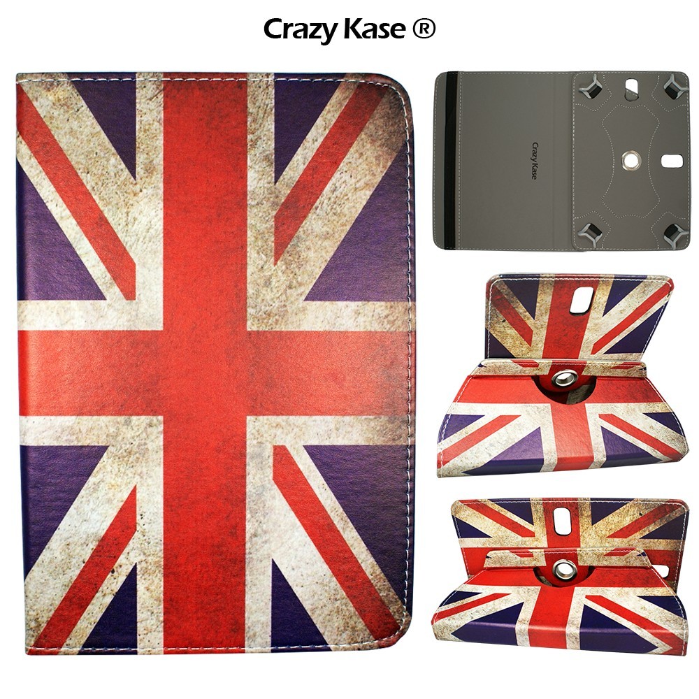 Etui tablette universel 9 pouces rotatif 360° motif drapeau UK - Crazy Kase