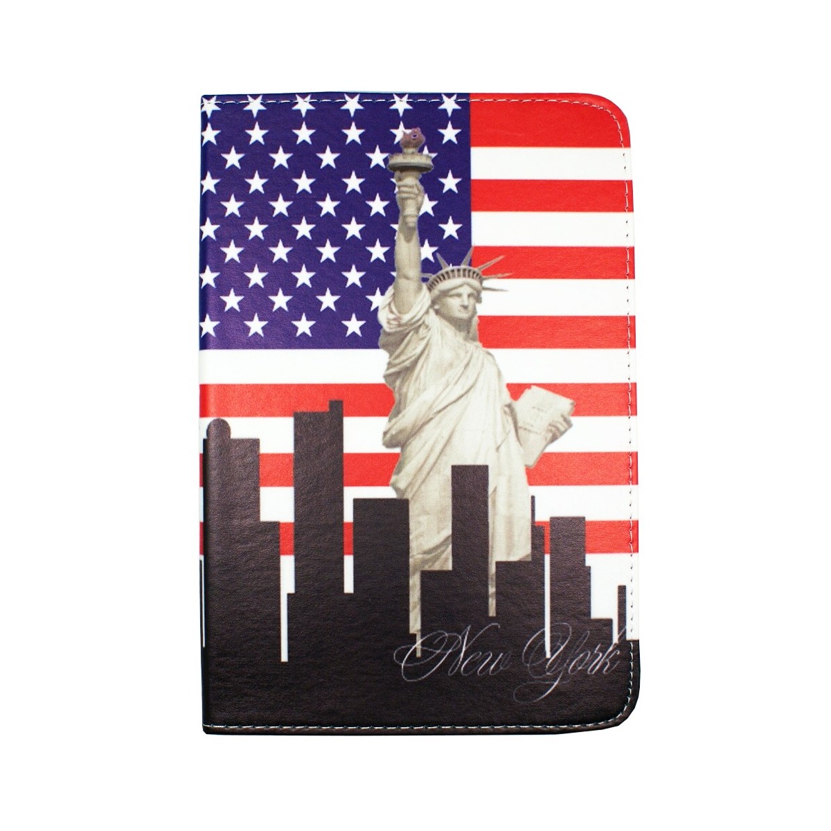 Etui tablette universel 9 pouces rotatif 360° motif Drapeau USA et Statue de la Liberté  - Crazy Kase
