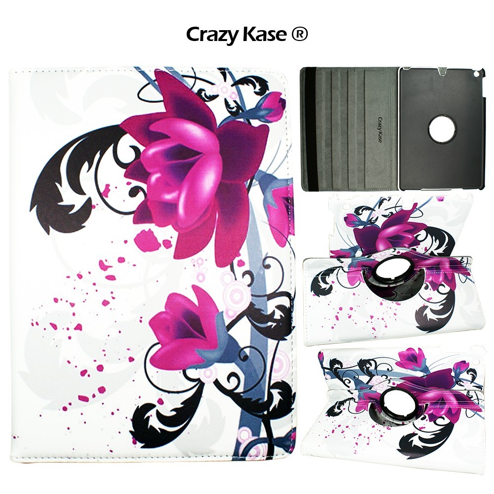 Etui iPad Air rotatif 360° motif Fleur de lotus - Crazy Kase