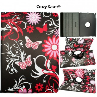 Etui iPad Air rotatif 360° motif Papillons et Fleurs - Crazy Kase
