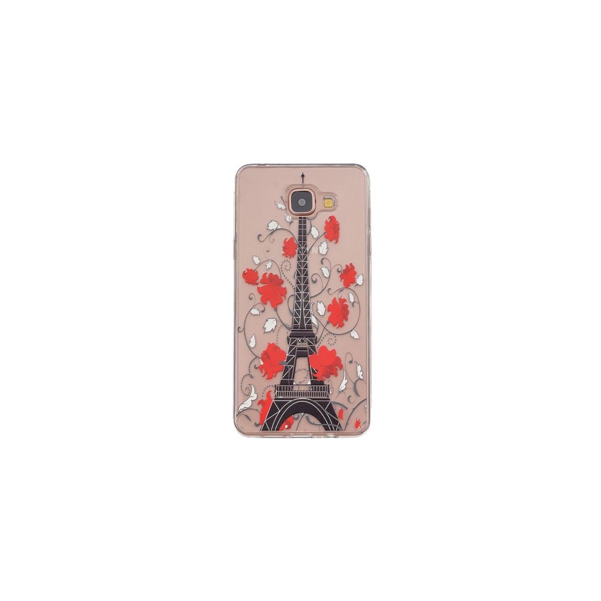 Coque Galaxy A3 (2016) Transparente souple motif Tour Eiffel et Fleurs Rouges - Crazy Kase