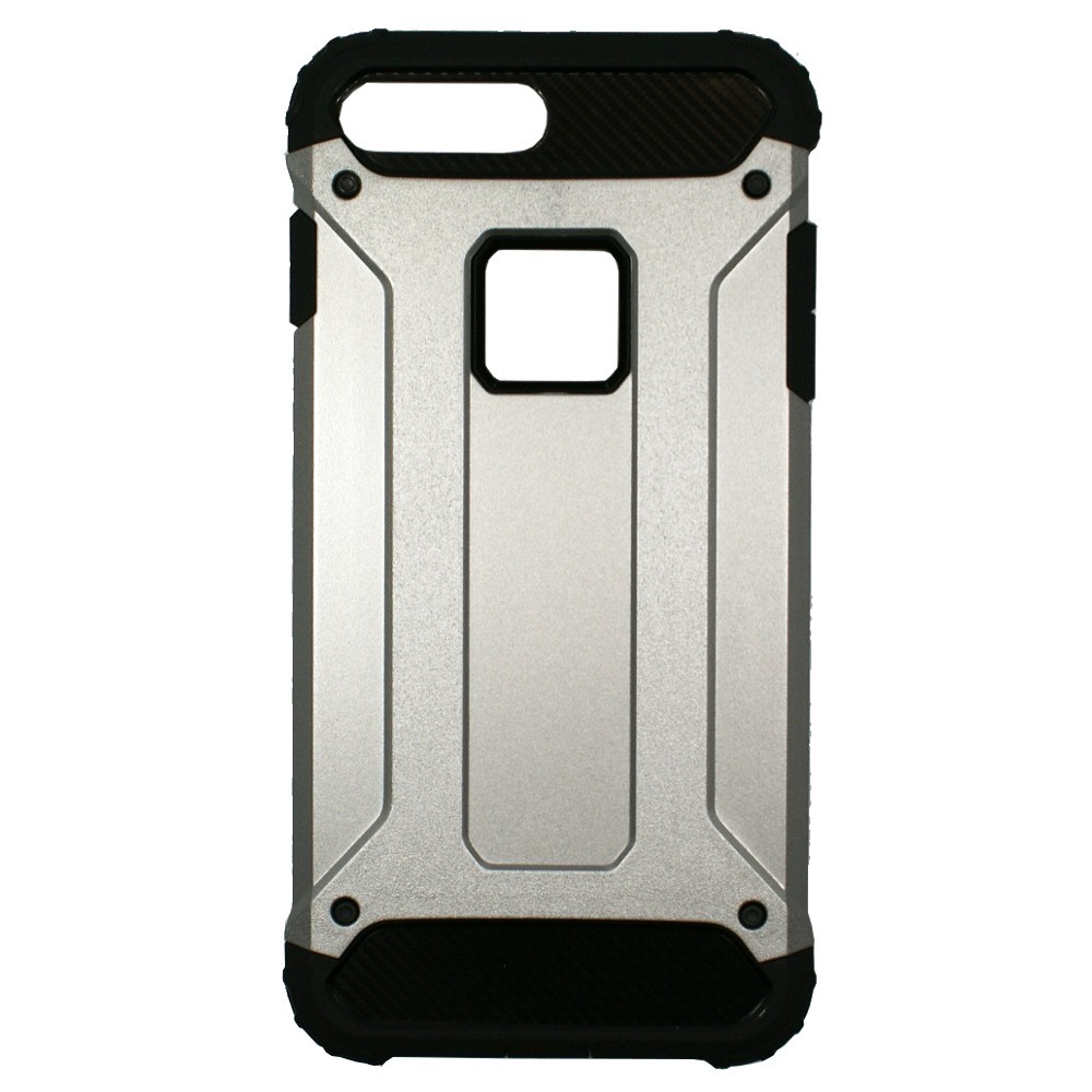 Coque anti-choc iPhone 7 Plus Bi-matière Noire et Argent - Crazy Kase