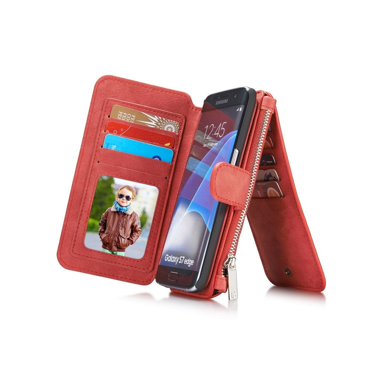 Etui Samsung Galaxy S7 Edge Portefeuille multifonctions Rouge - CaseMe