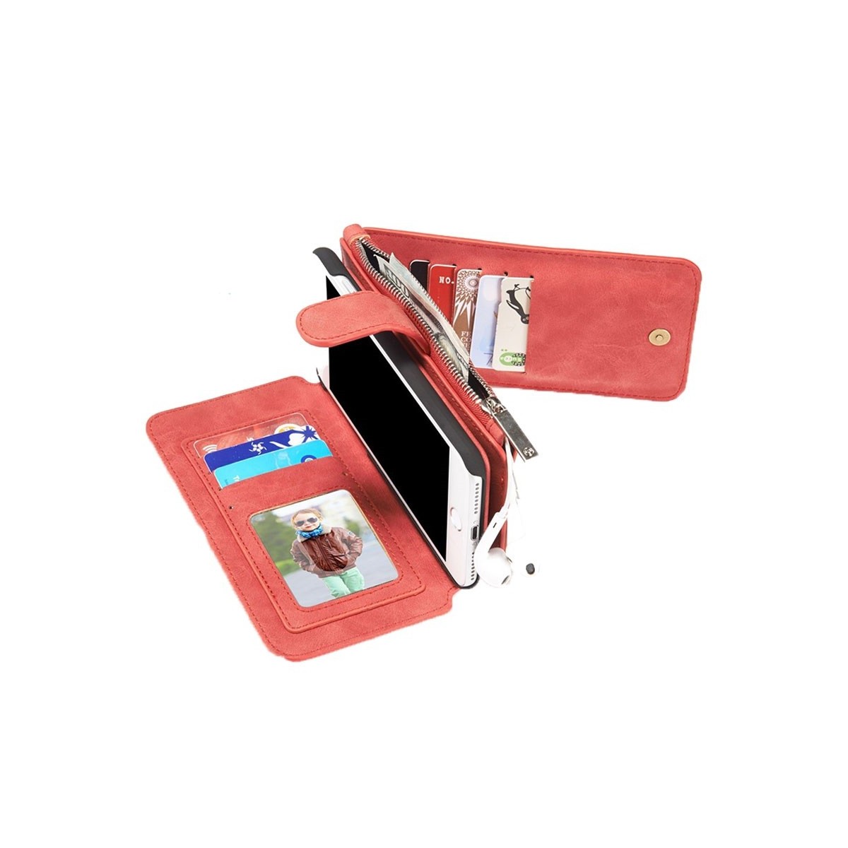 Etui Iphone 7 Plus Portefeuille multifonctions Rouge - CaseMe