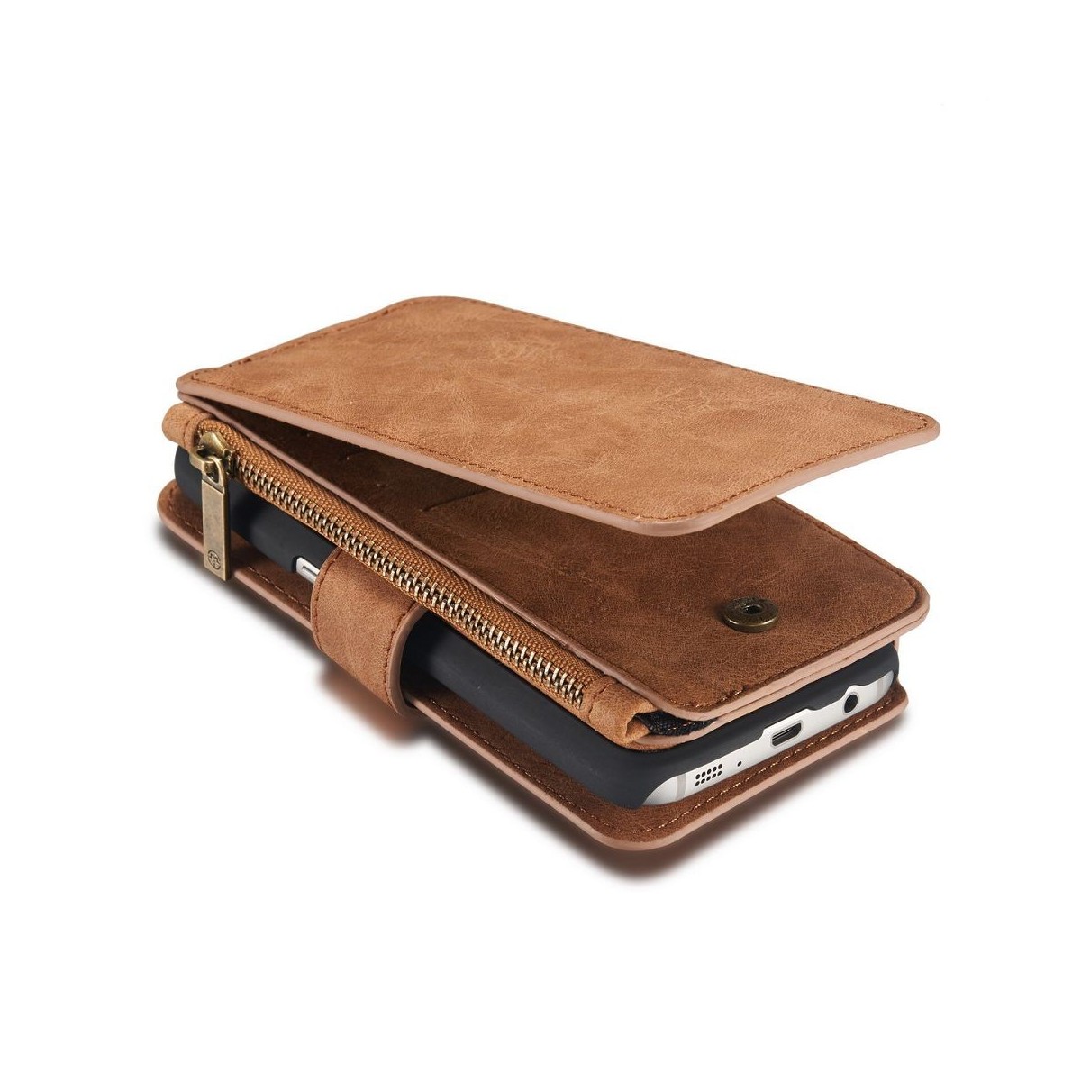 Etui Samsung Galaxy S7 Portefeuille multifonctions Marron- CaseMe