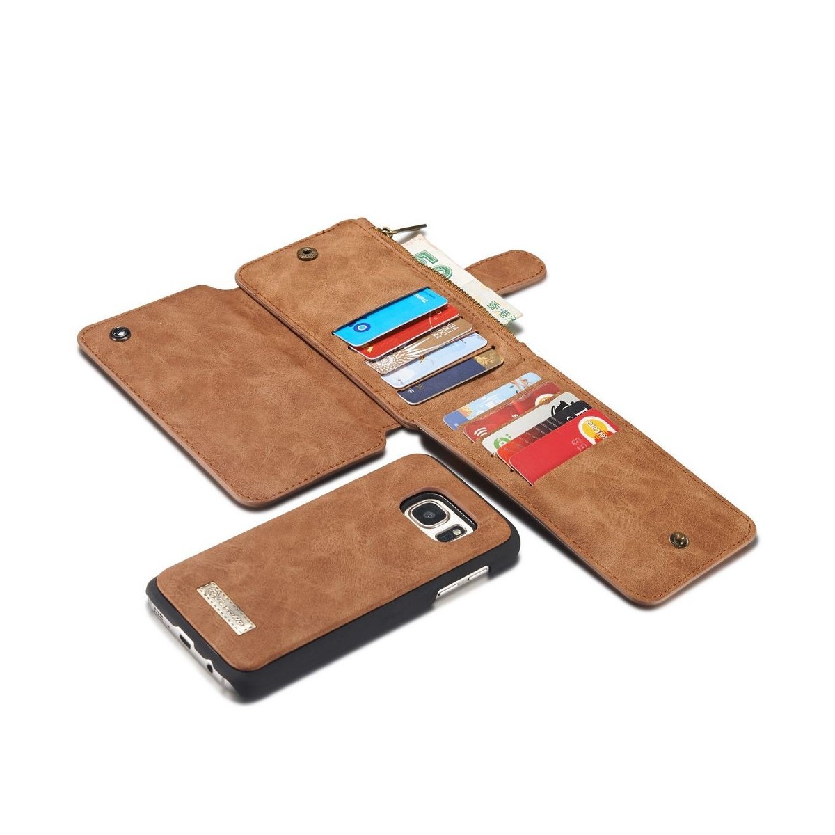 Etui Samsung Galaxy S7 Portefeuille multifonctions Marron- CaseMe