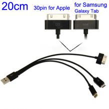 Câble USB noir 4 fonctions: iPhone, nouvel iPhone, Micro USB et Galaxy Tab