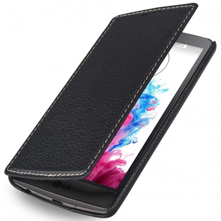 Etui LG G3s Book Type sans clip en cuir véritable noir nappa  - Stilgut