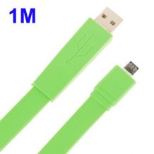 Câble extra plat micro USB longueur 1 mètre vert