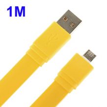 Câble extra plat micro USB longueur 1 mètre jaune