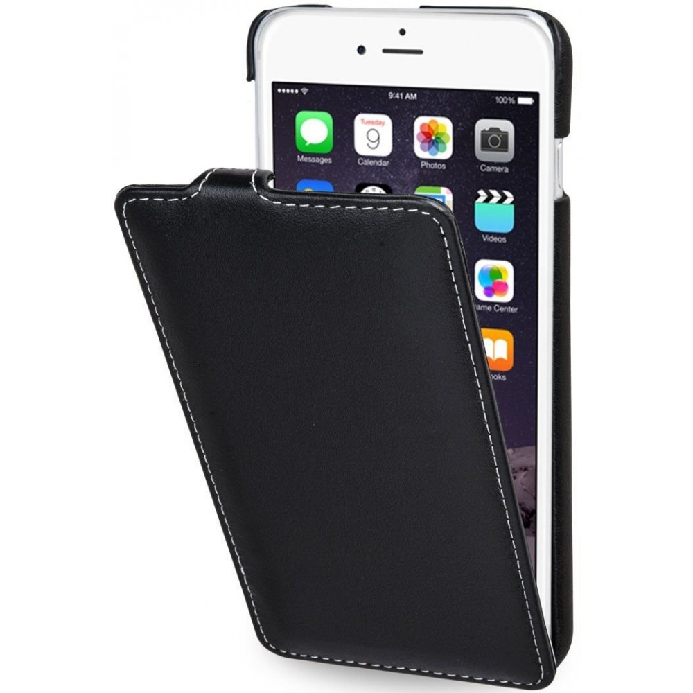 Etui iPhone 6 Plus/ 6s Plus ultraslim en cuir véritable noir nappa - Stilgut