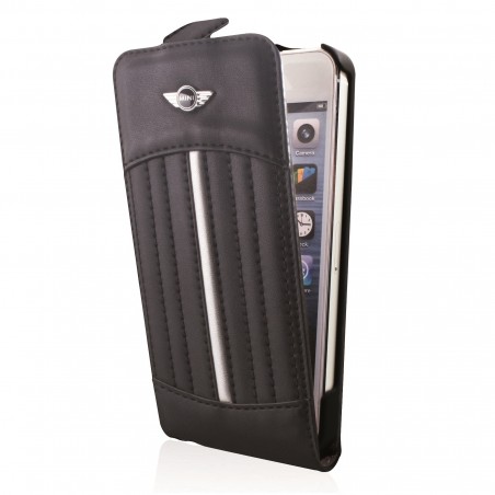 Etui iPhone 5/5s/SE sport seats noir bande argentée - Mini