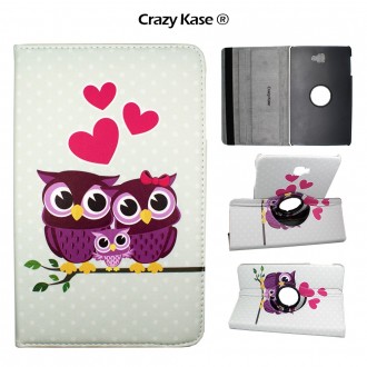 Etui Samsung Galaxy Tab A 10.1 (2016) Rotatif 360° Motif Famille de chouettes - Crazy kase