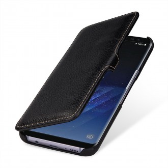 Etui Galaxy S8 book type noir en cuir véritable - Stilgut