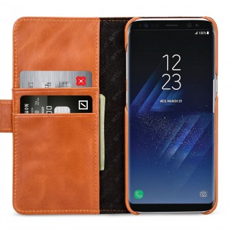 Etui Samsung S8 Plus Porte-cartes cognac en cuir véritable - Stilgut