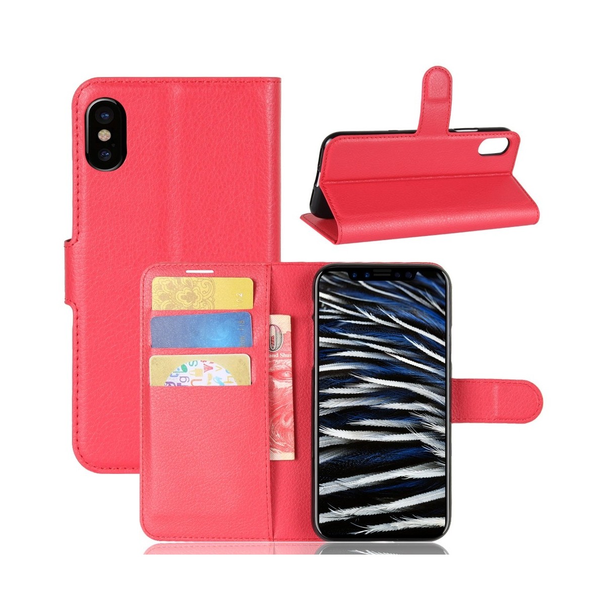 Etui iPhone X Porte cartes Rouge - Crazy Kase