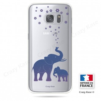 Coque Galaxy S7 Edge Transparente et souple motif Eléphant Bleu - Crazy Kase
