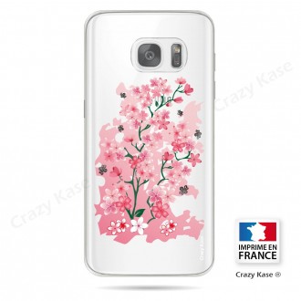 Coque Galaxy S7 Edge Transparente et souple motif Fleurs de Cerisier - Crazy Kase