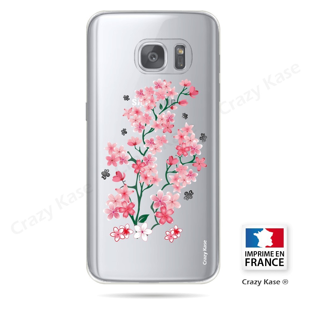 Coque Galaxy S7 Edge Transparente et souple motif Fleurs de Sakura - Crazy Kase