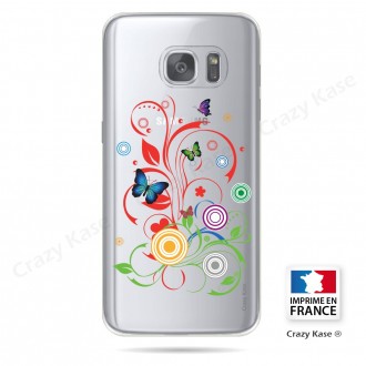 Coque Galaxy S7 Edge Transparente et souple motif Papillons et Cercles - Crazy Kase